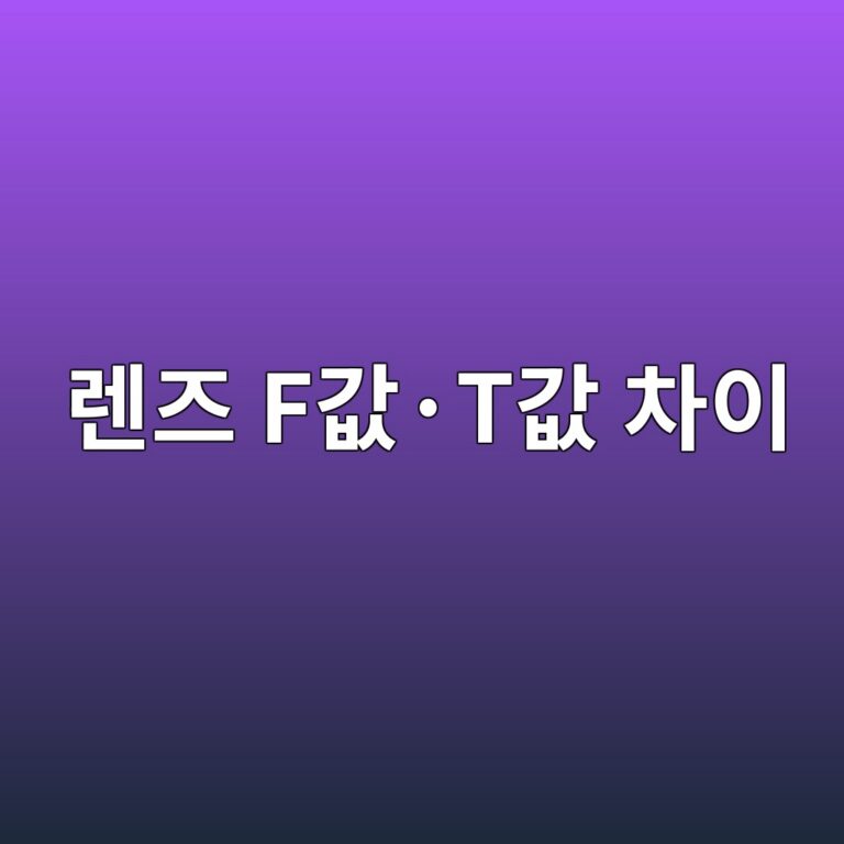 렌즈 F값·T값 차이 5 렌즈 F값·T값 차이 썸네일
